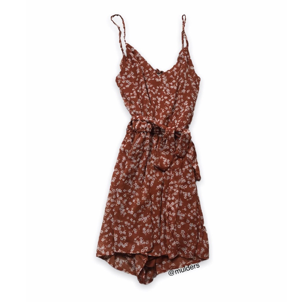 Daytrip Floral Print Sleeveless Orange & White Mini Dress Small